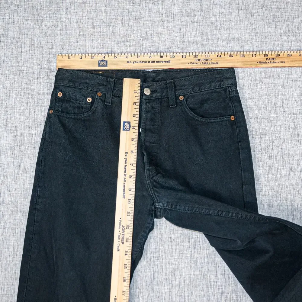 Vintage 90s Levi's 501-0165 Made in UK Black Rigid Denim Jeans 30x30 Button fly